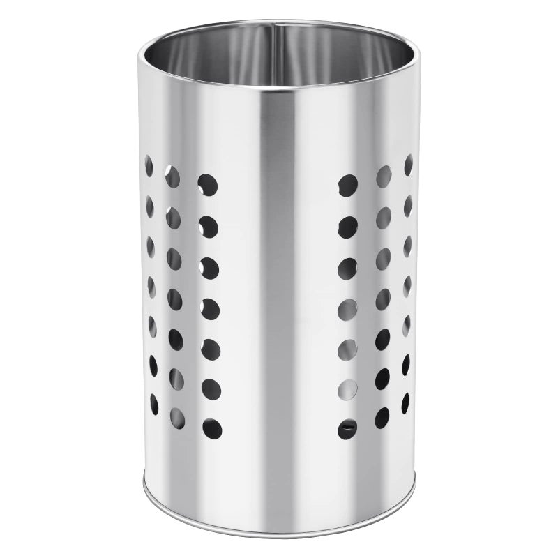 EORTA Stainless Steel Kitchen Utensil Holder Flatware Cylinder Silverware Draining Organizer Drying Rack with Round Drain Holes for Forks, Knives, Spoons, Chopsticks, Medium - Image 1